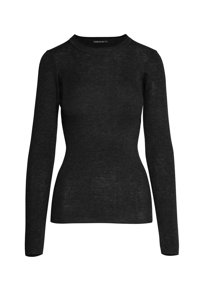 Lounge The Label Merino Blend Round Neck Top Berlin - Black