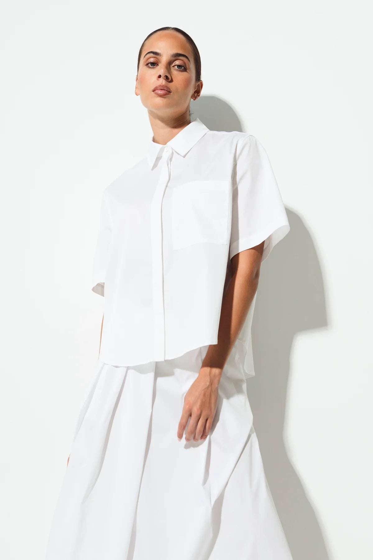 Lounge The Label Vahine A-Line Short Sleeve Shirt - White