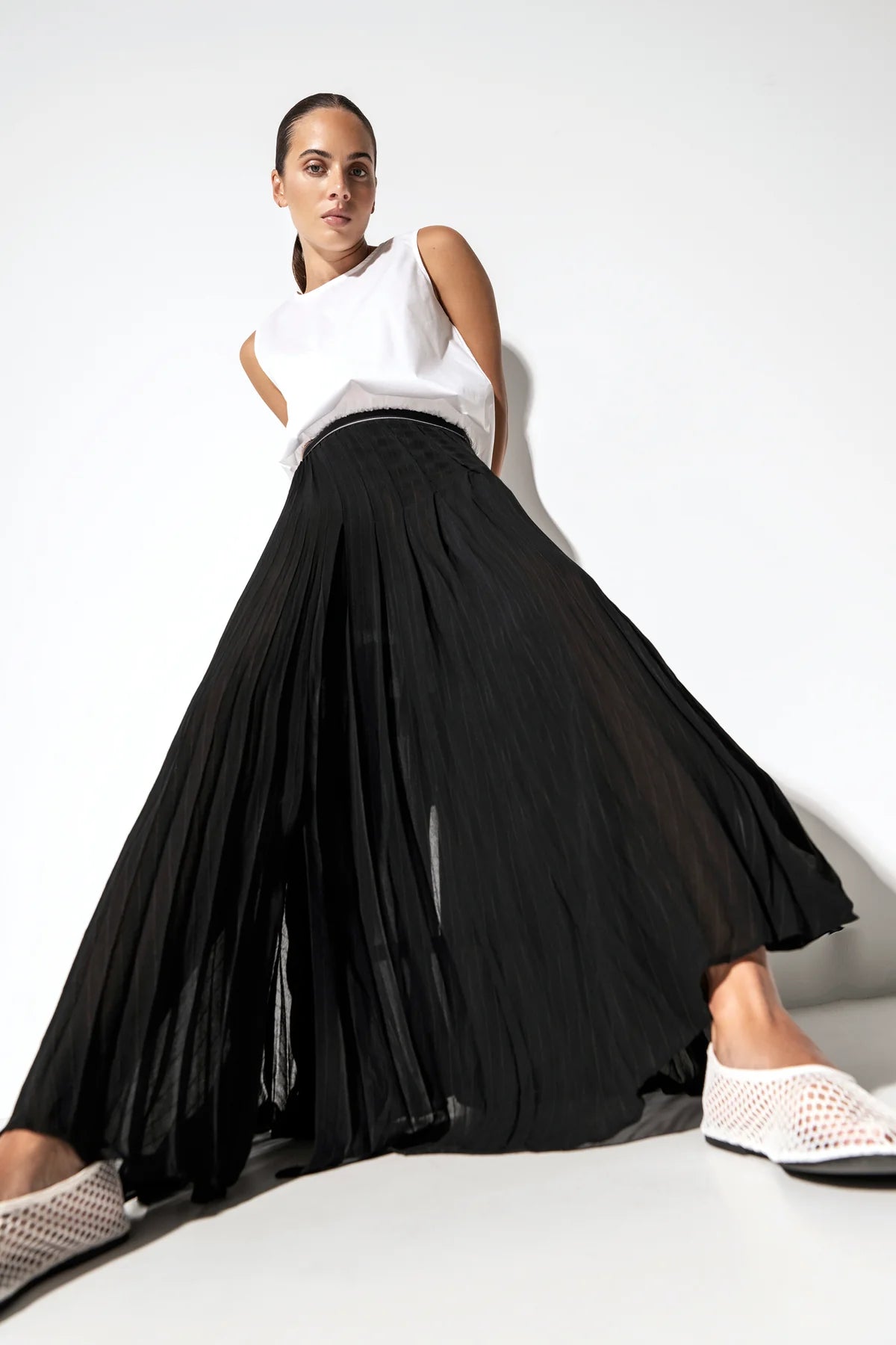 Lounge The Label Tremezzo Crepe Maxi Skirt - Black