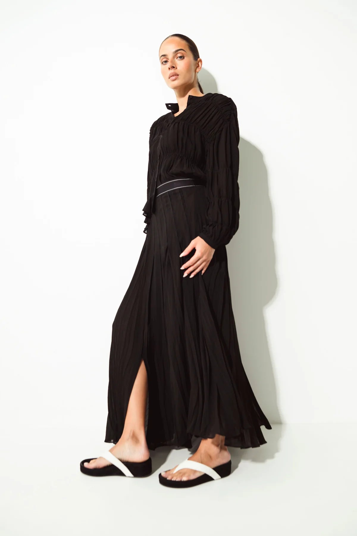 Lounge The Label Tremezzo Crepe Maxi Skirt - Black