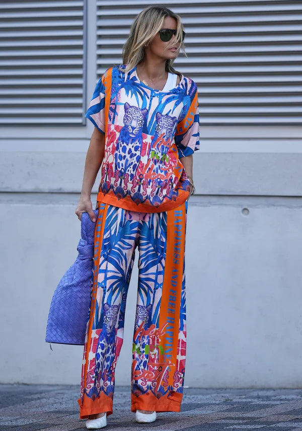 Miss Goodlife Leo Leaves Shirt Blouse - Multicolour
