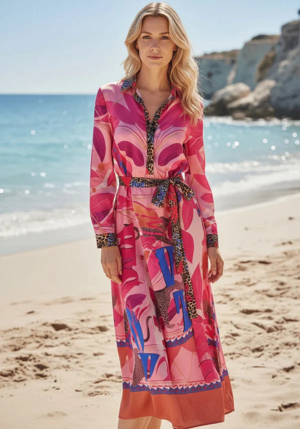 Miss Goodlife Pink Butterfly Midi Dress - Multicolour