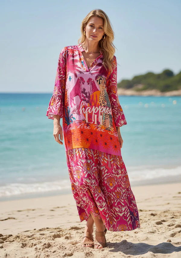 Miss Goodlife Tiger Heart Dress - Multicolour