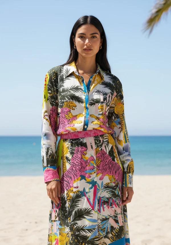 Miss Goodlife Viva La Jungle Blouse - Multicolour