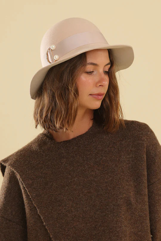 Morgan & Taylor Saige Felt Cloche Hat - Beige