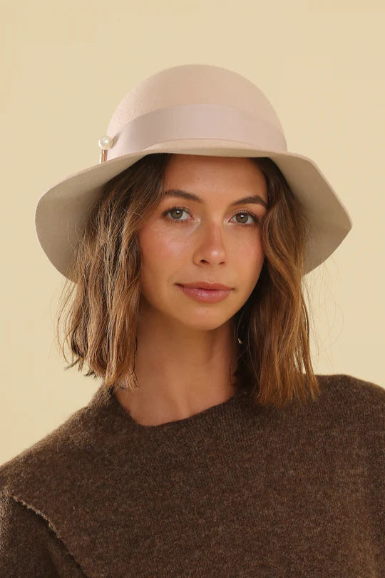 Morgan & Taylor Saige Felt Cloche Hat - Beige