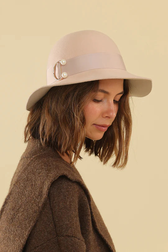 Morgan & Taylor Saige Felt Cloche Hat - Beige