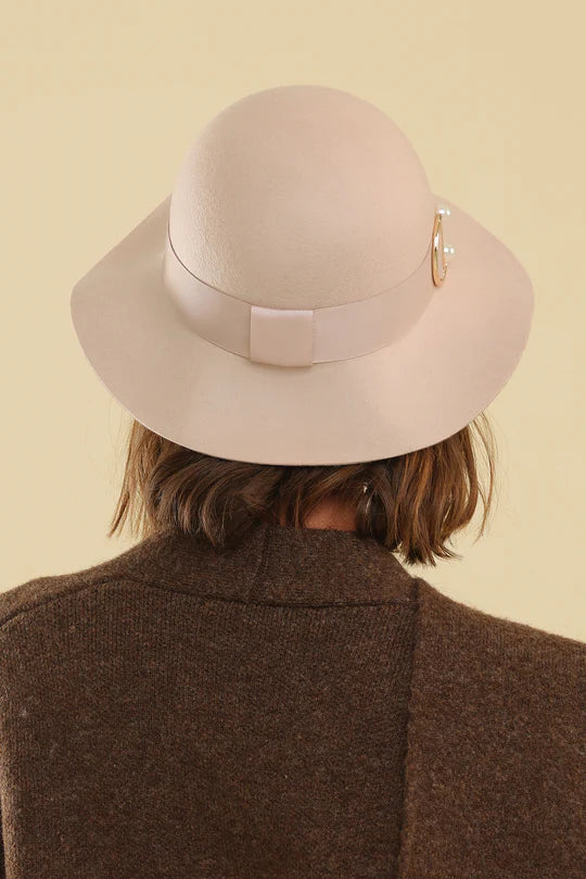 Morgan & Taylor Saige Felt Cloche Hat - Beige