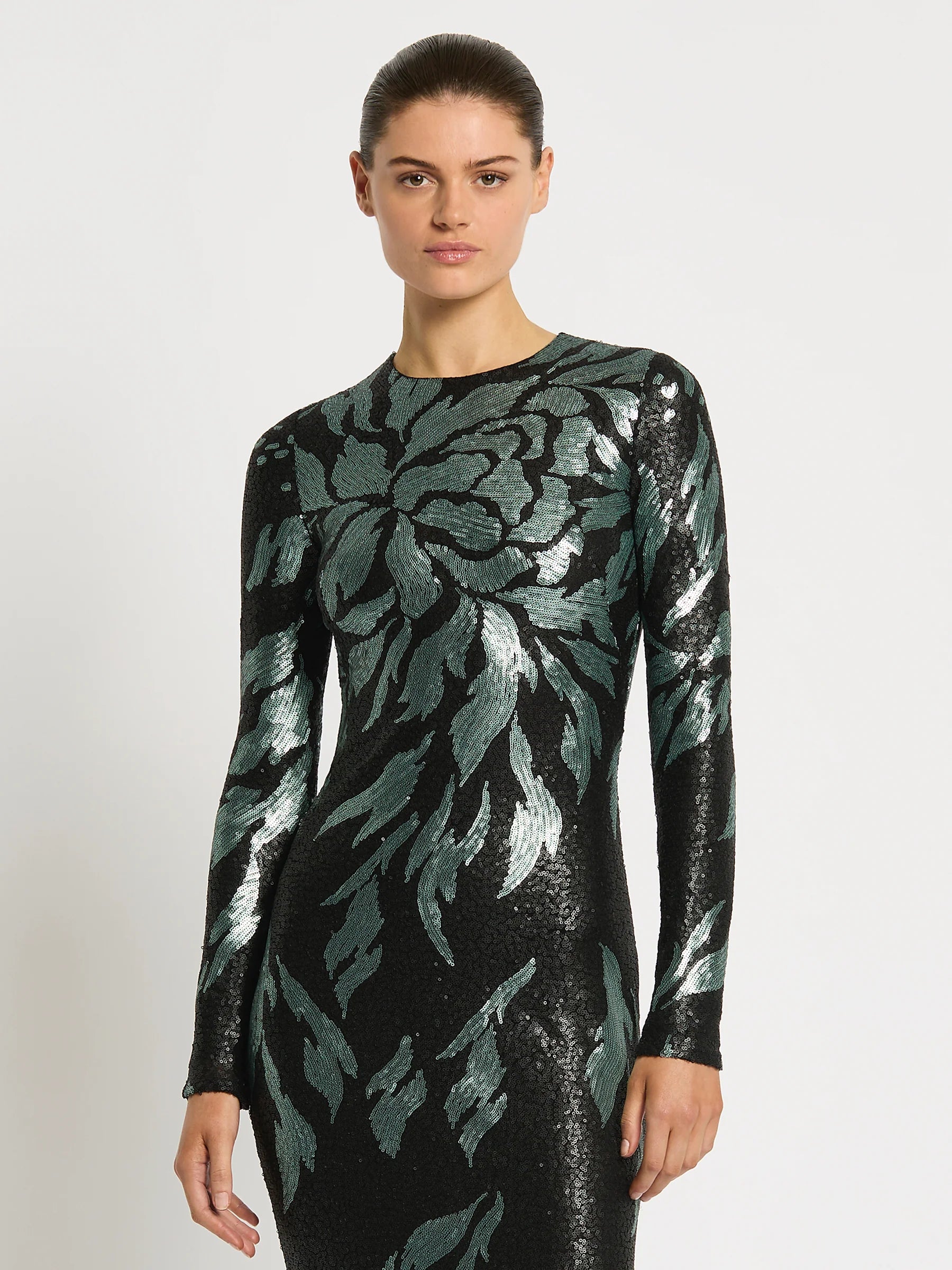 Moss & Spy Larissa Midi Dress - Mint/ Black