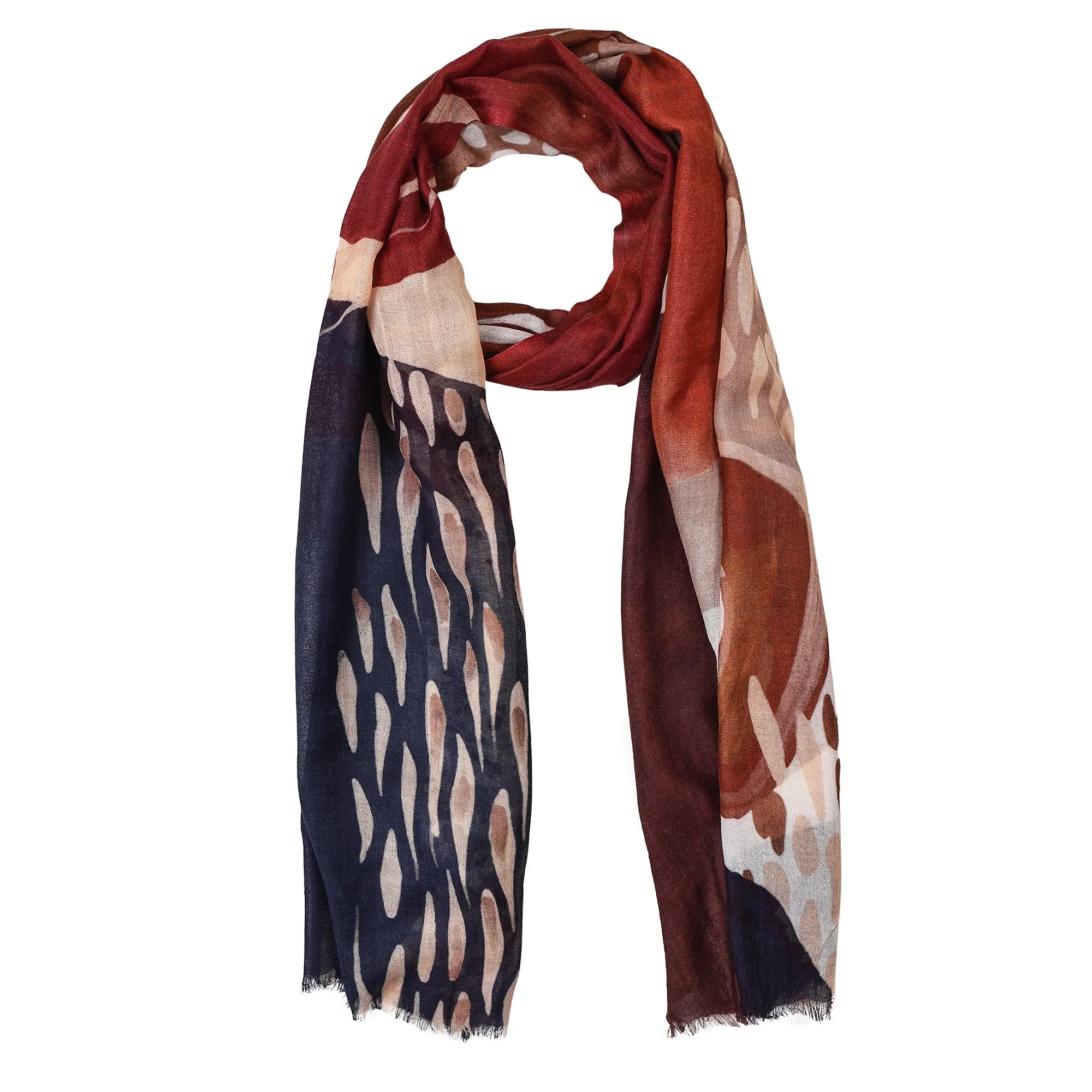 Wearable Art Terracotta Eclipse Scarf - Brown Multi