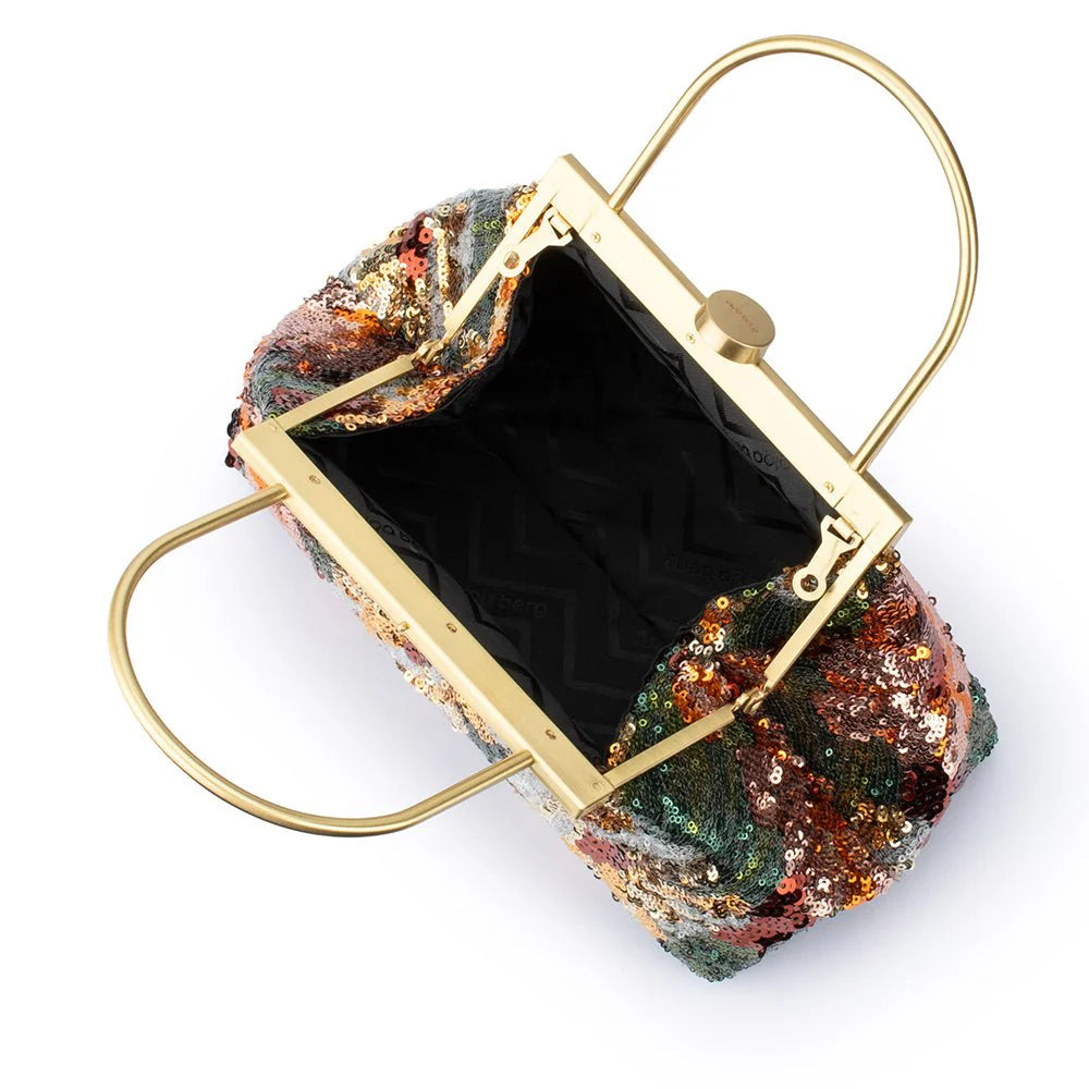 Olga Berg Audrey Sequin Top Handle Bag - Bronze
