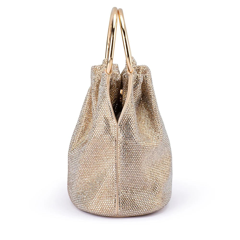 Olga Berg Mabel Crystal Top Handle - Champagne