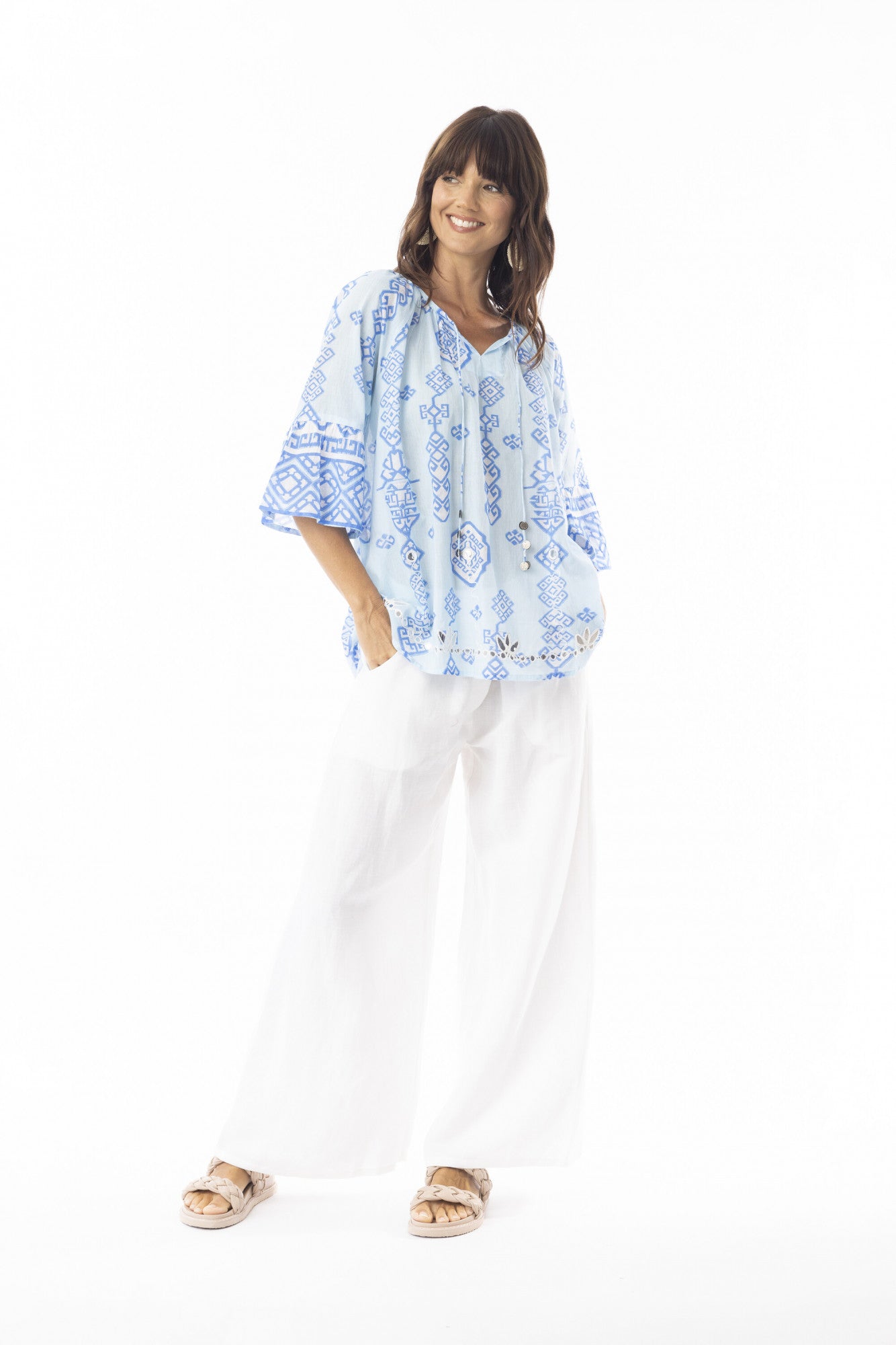 Oreintique Carla Print Top - Blue