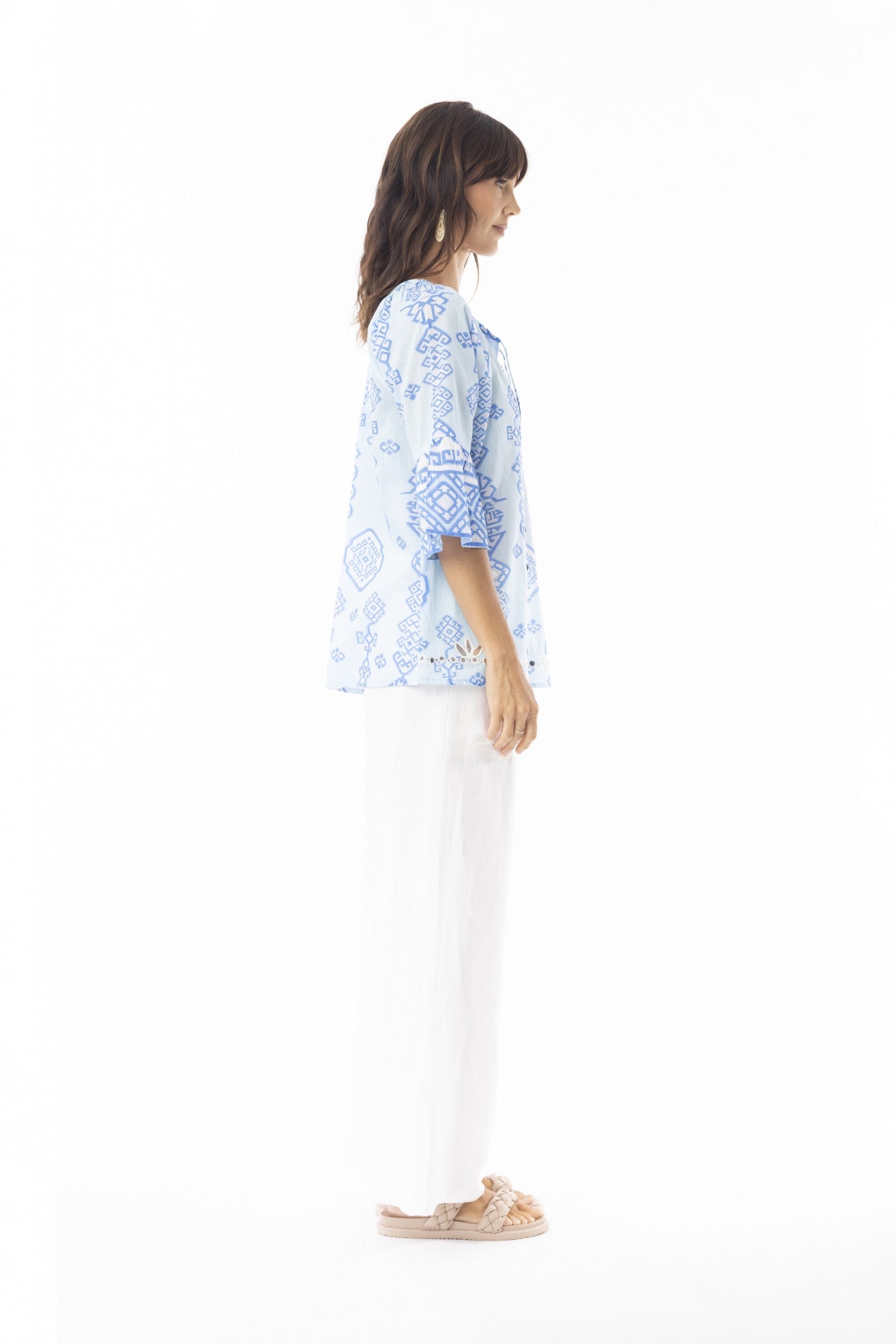 Oreintique Carla Print Top - Blue