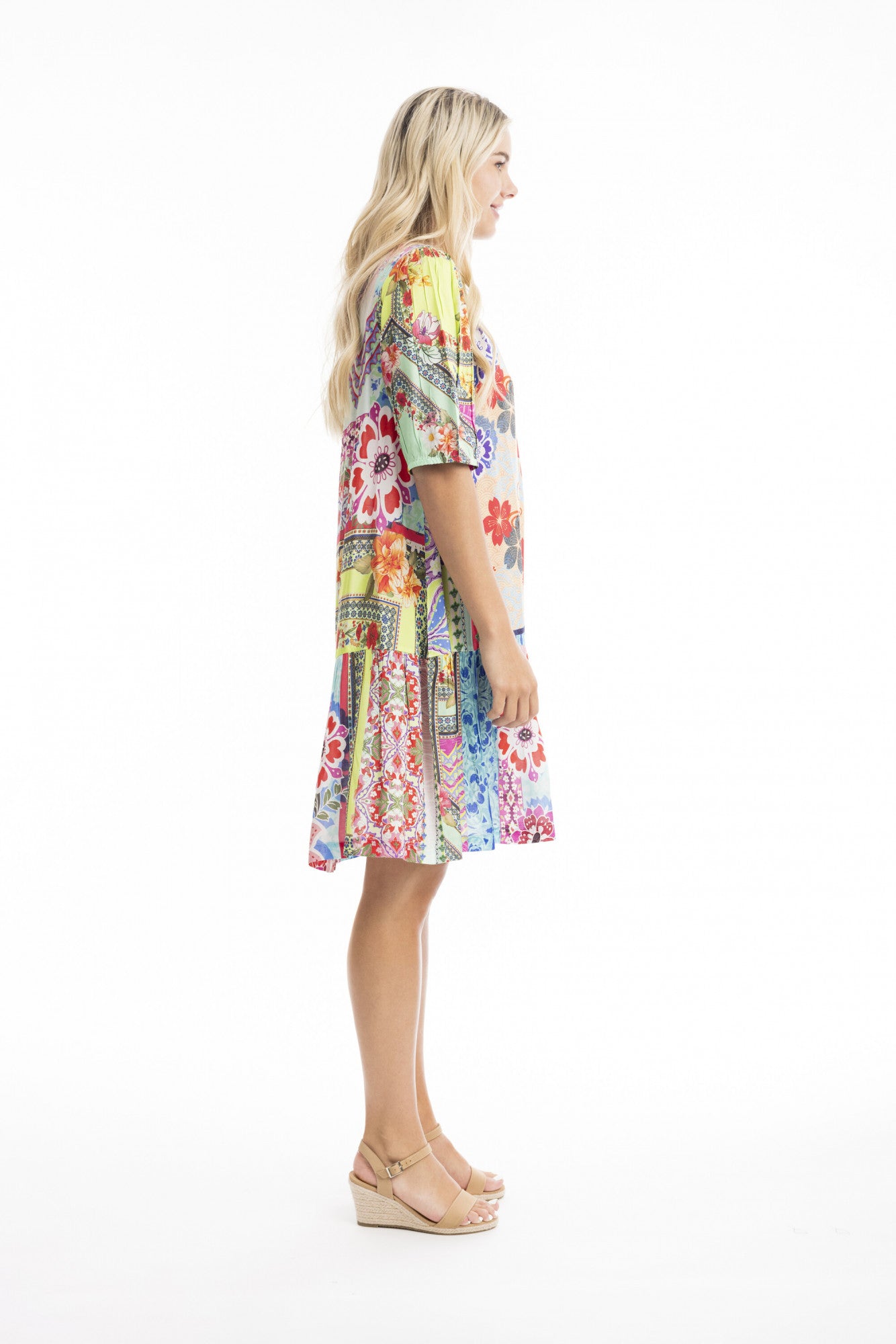 Orientique Drop Waist Dress - Oriental Floral