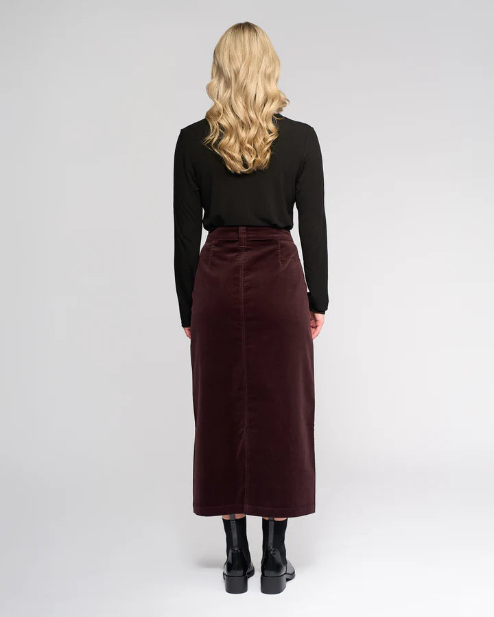 Vassalli Lane Cord Skirt - Merlot