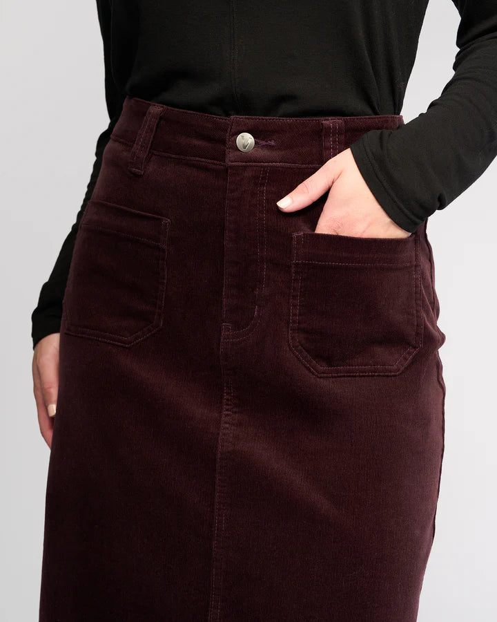 Vassalli Lane Cord Skirt - Merlot