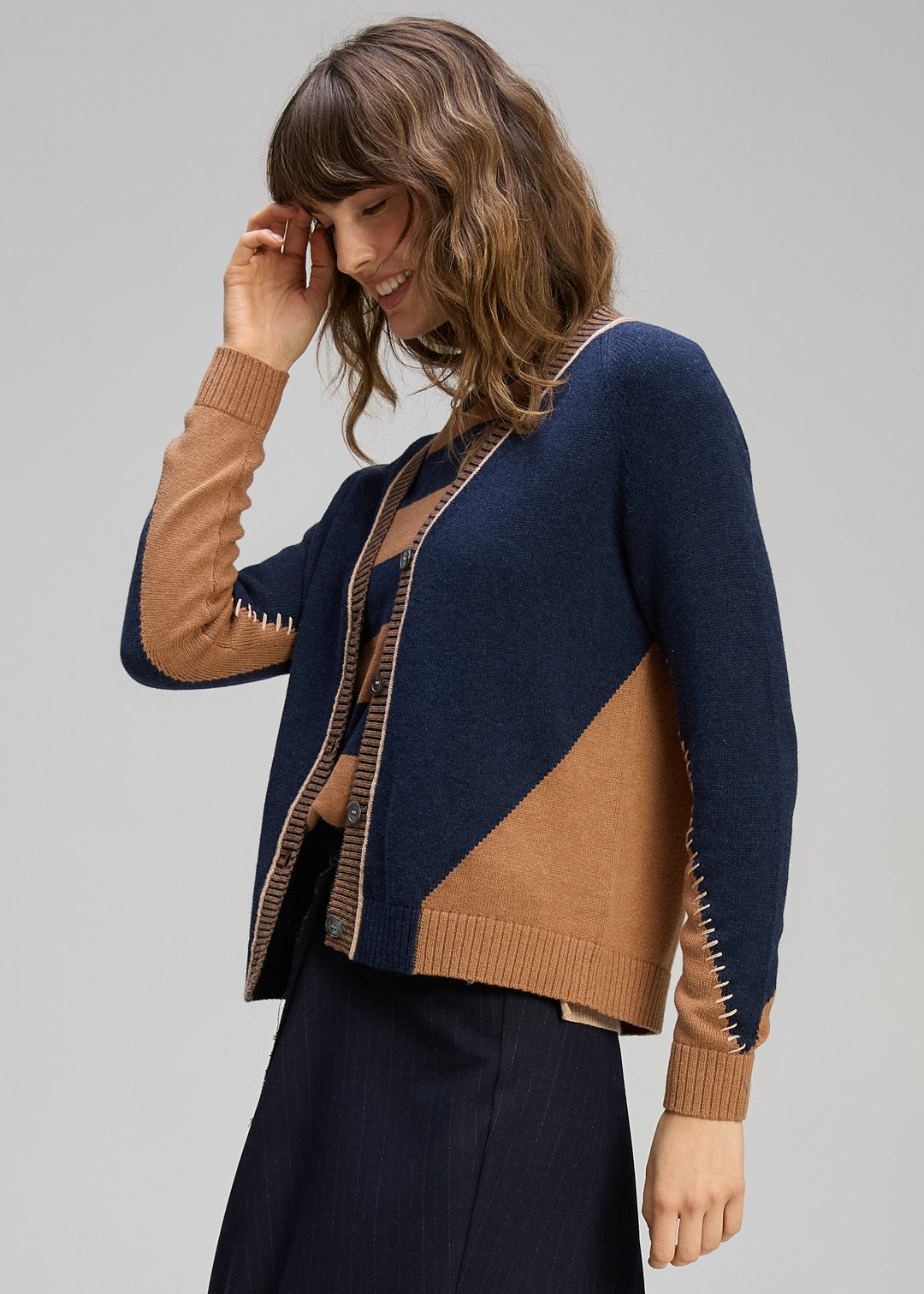 Zaket & Plover Dual Stitch Cardigan - Cinnamon