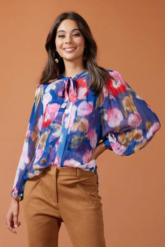 Loobies Story Seville Blouse - Cobalt Multi