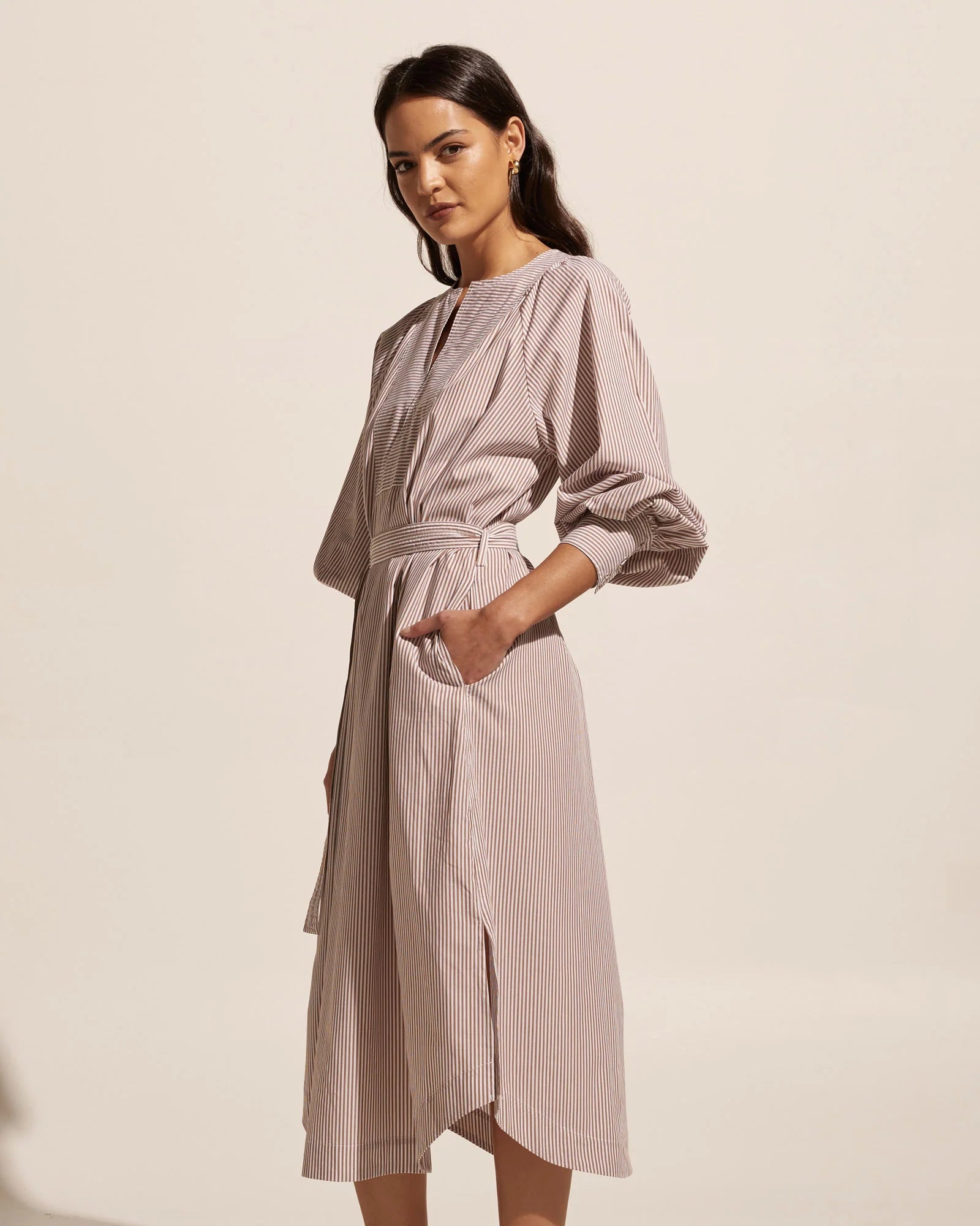Zoe Kratzman Standpoint Dress - Toast Stripe