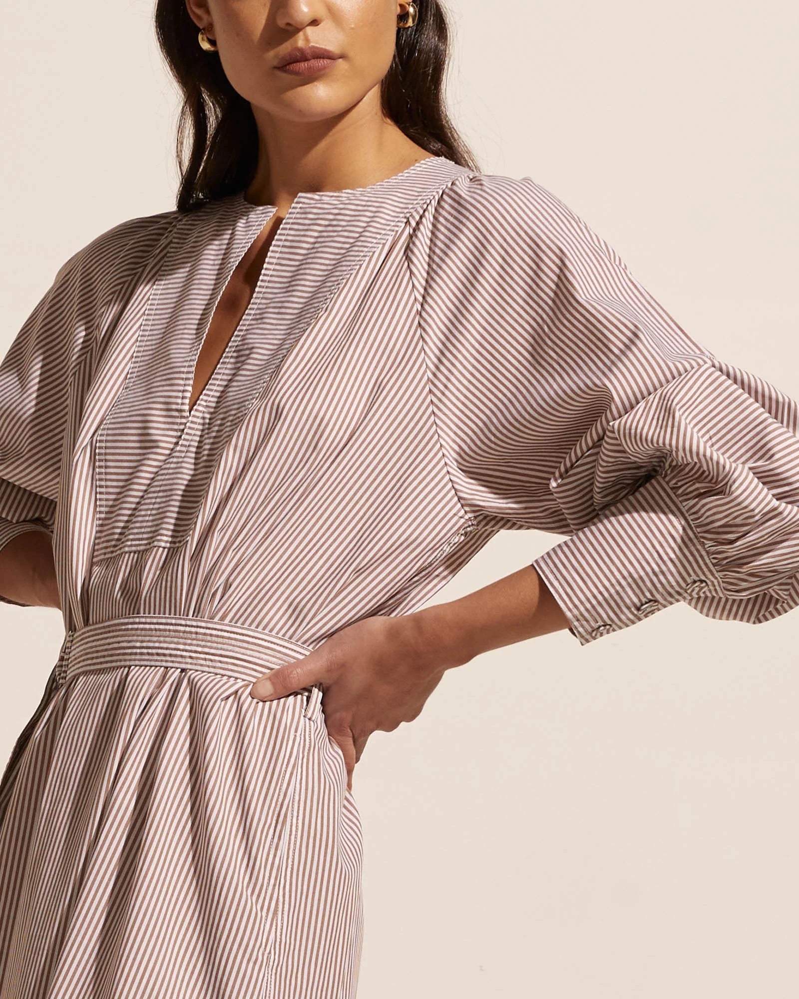 Zoe Kratzman Standpoint Dress - Toast Stripe